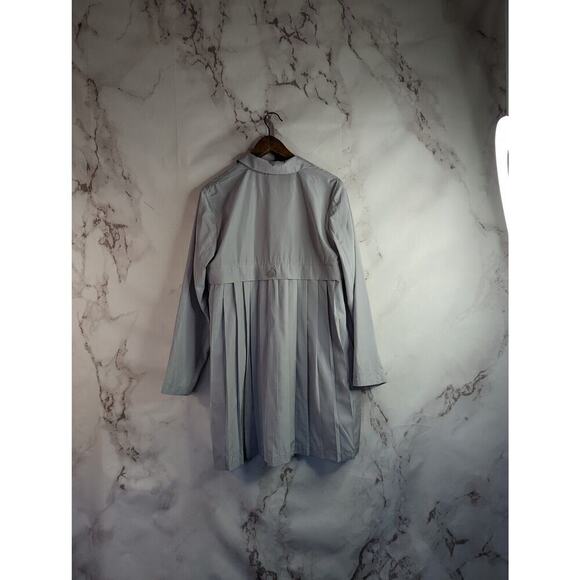 J Jill Windbreaker Shirt Womens Medium Gray Pleat Collar Anora Rain Jacket - Picture 5 of 12